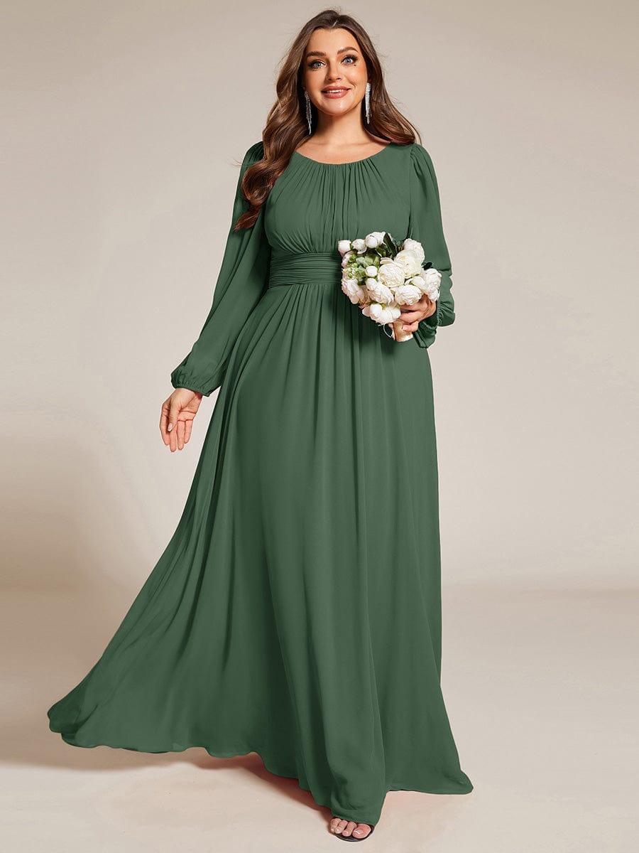 pretty CELESTE|Plus Size See-Through Puff Sleeve Chiffon Mother Dress