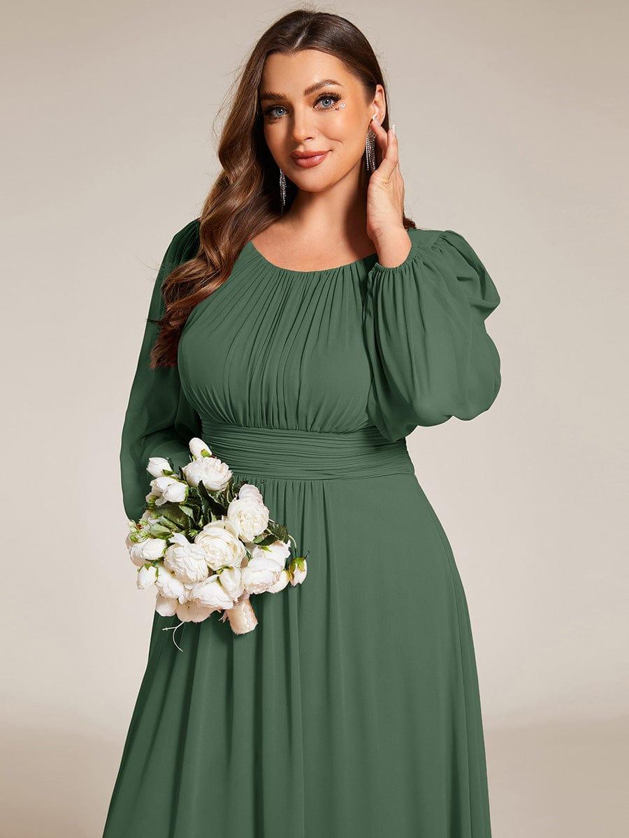 pretty CELESTE|Plus Size See-Through Puff Sleeve Chiffon Mother Dress