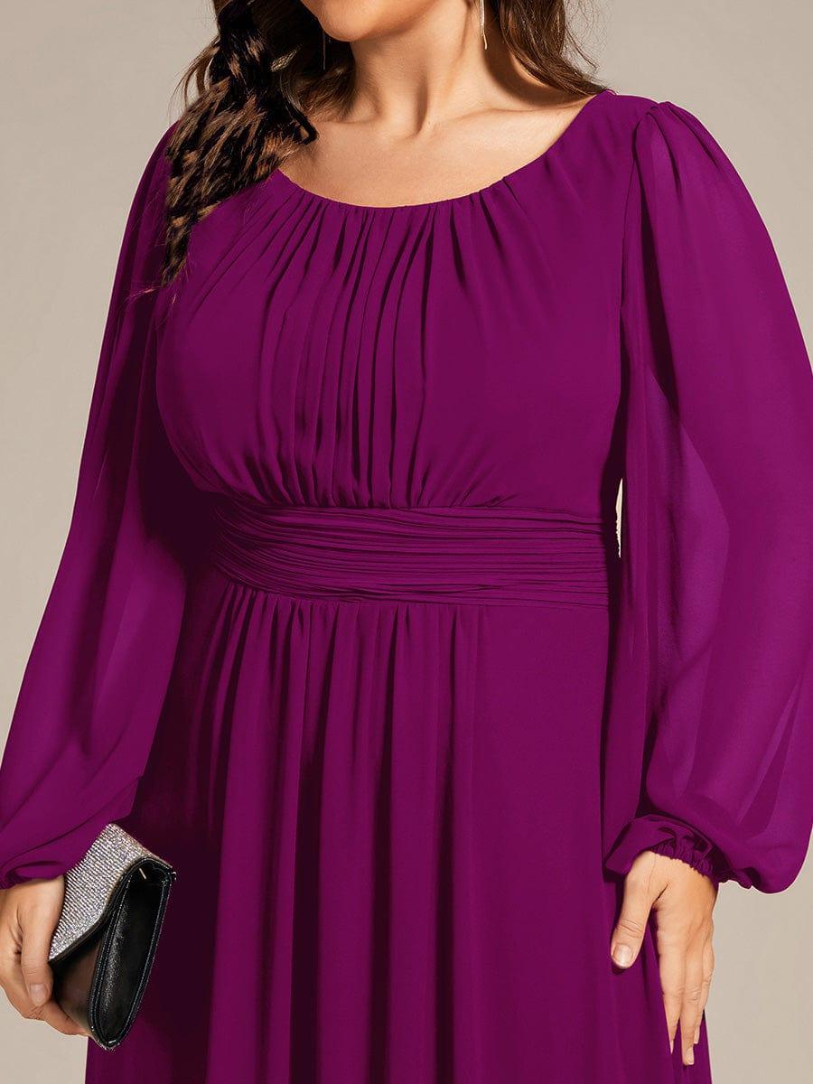 pretty CELESTE|Plus Size See-Through Puff Sleeve Chiffon Mother Dress