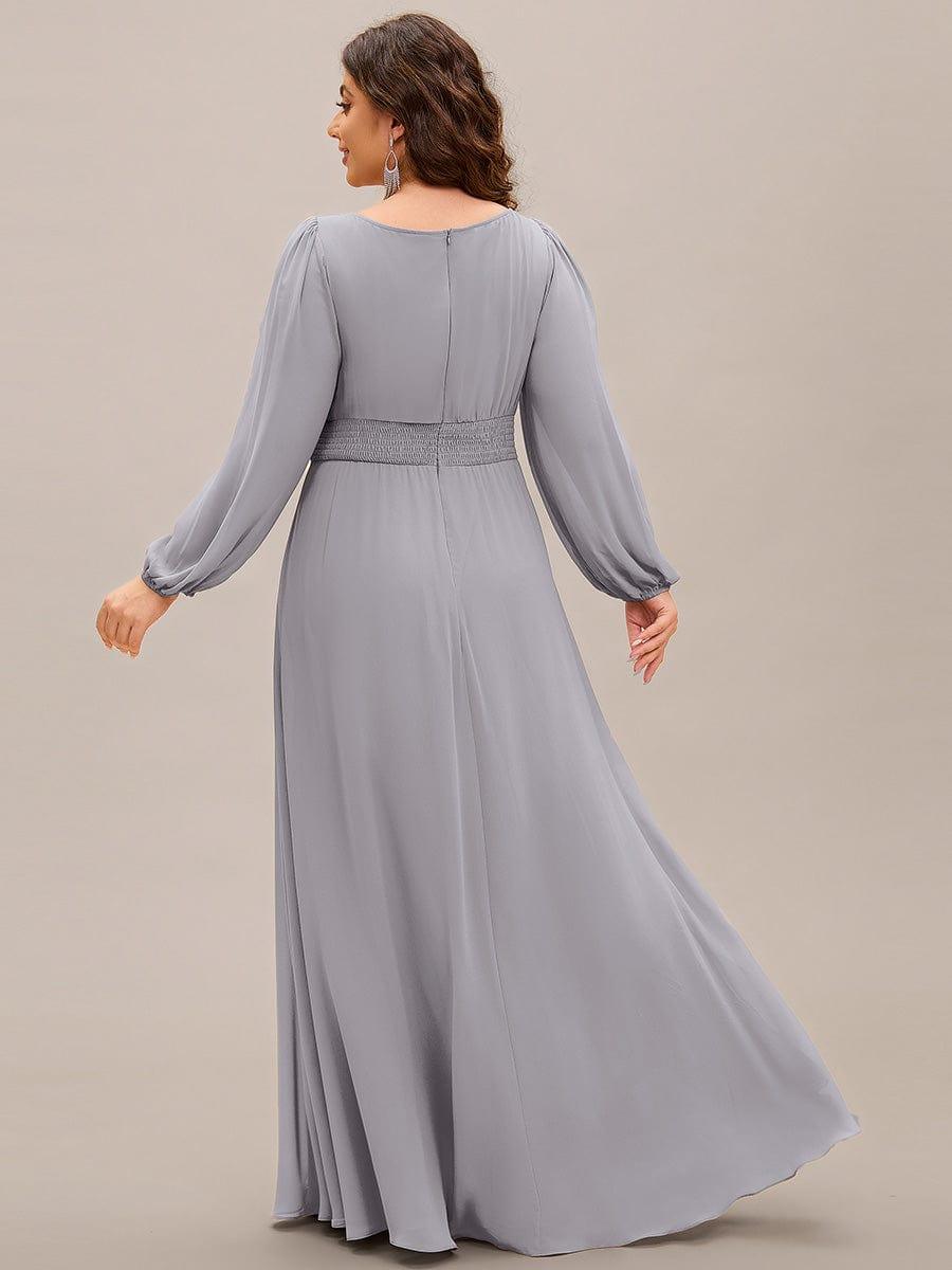 pretty CELESTE|Plus Size See-Through Puff Sleeve Chiffon Mother Dress