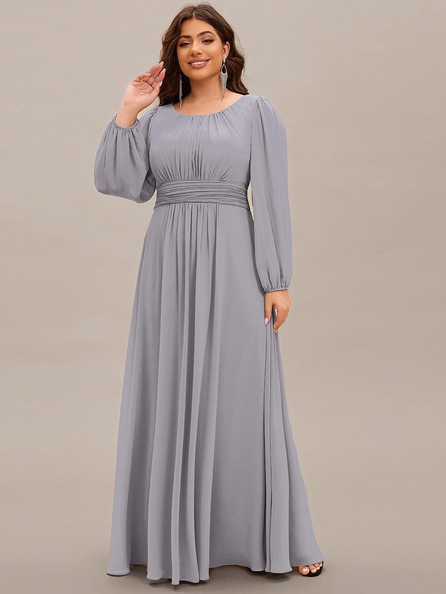 pretty CELESTE|Plus Size See-Through Puff Sleeve Chiffon Mother Dress