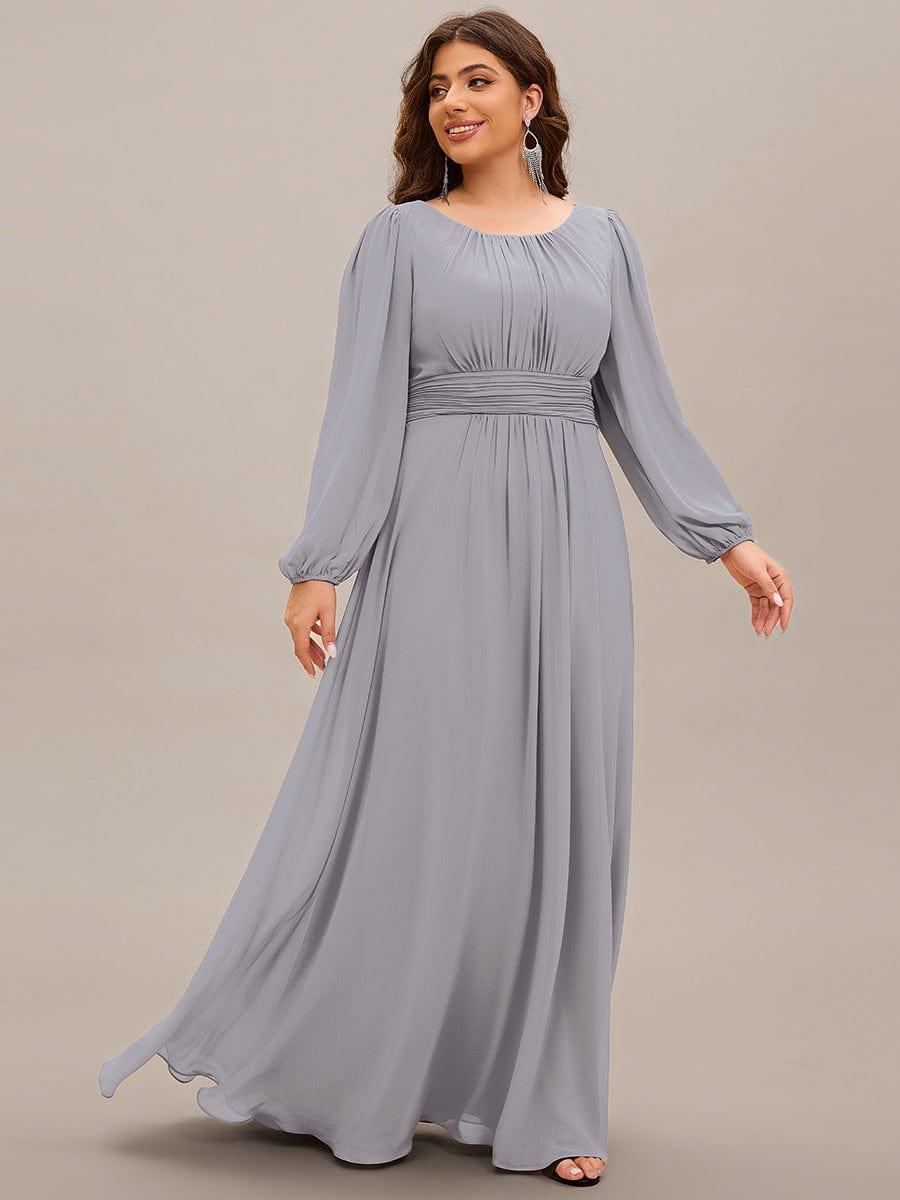 pretty CELESTE|Plus Size See-Through Puff Sleeve Chiffon Mother Dress