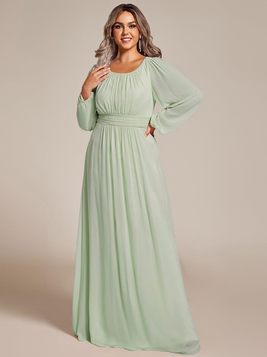 pretty CELESTE|Plus Size See-Through Puff Sleeve Chiffon Mother Dress