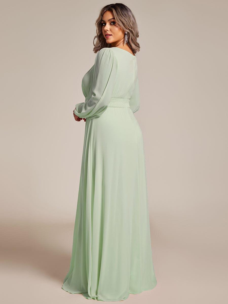 pretty CELESTE|Plus Size See-Through Puff Sleeve Chiffon Mother Dress