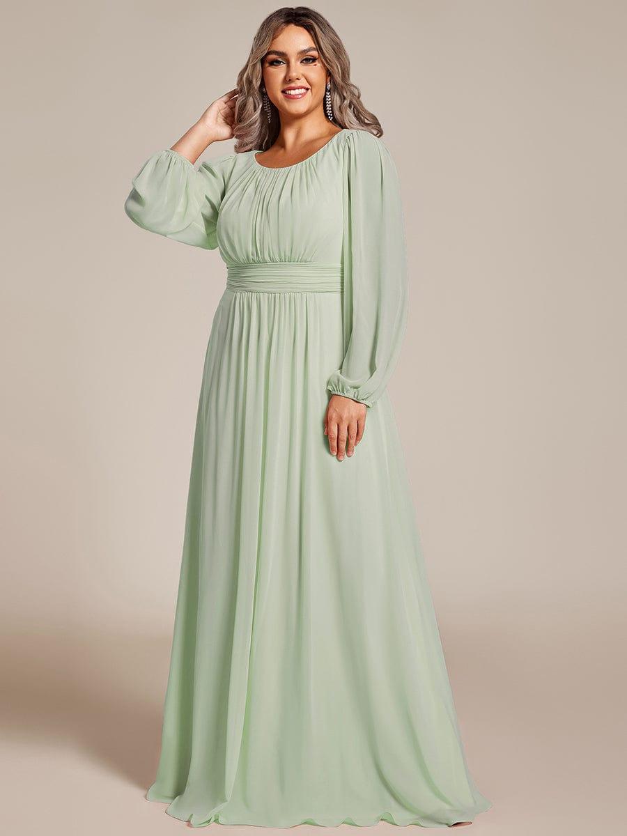 pretty CELESTE|Plus Size See-Through Puff Sleeve Chiffon Mother Dress