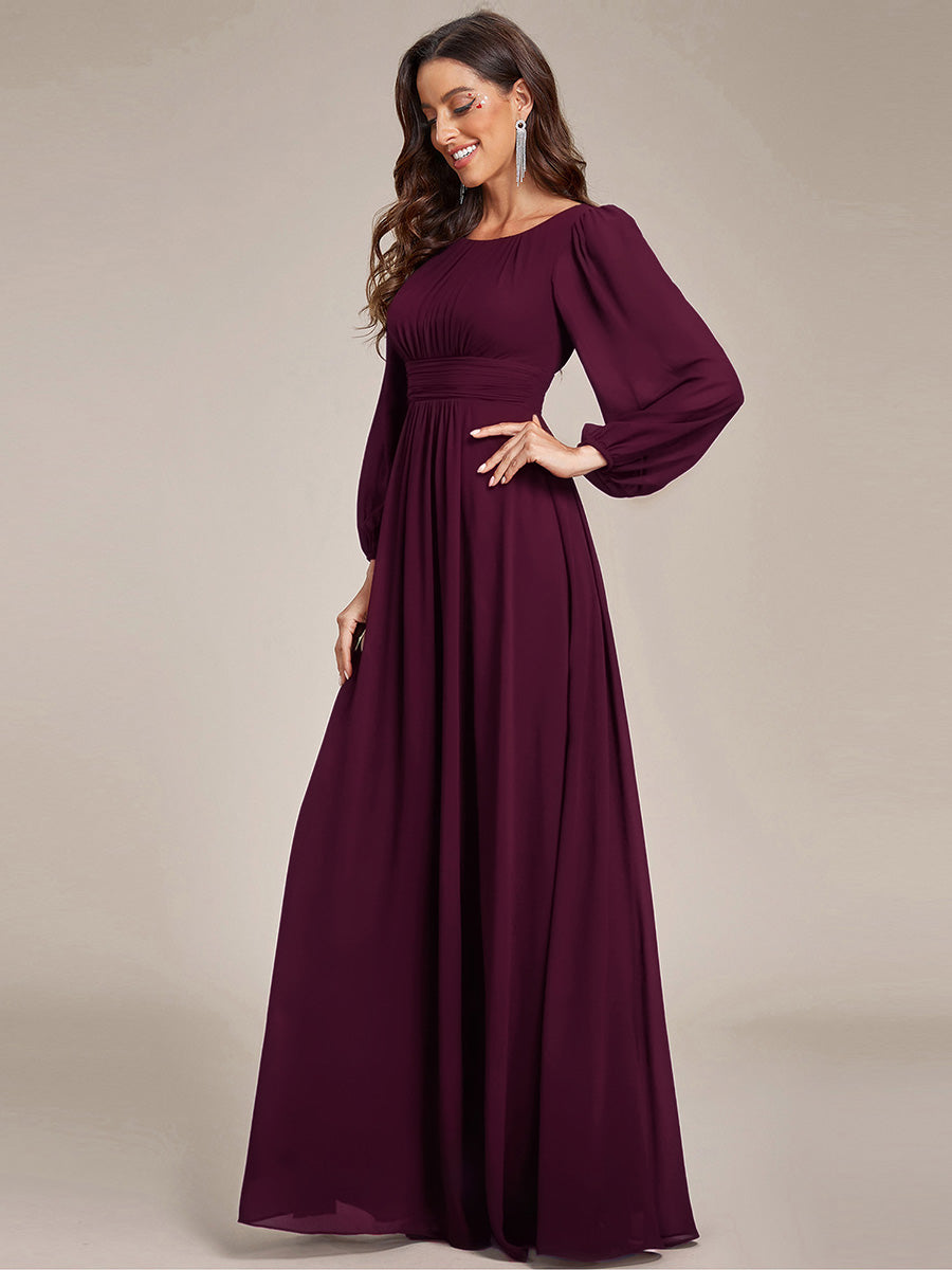 pretty CELESTE|Plus Size See-Through Puff Sleeve Chiffon Mother Dress
