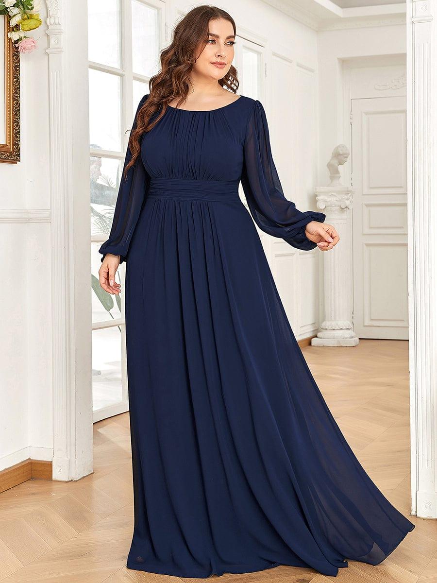 pretty CELESTE|Plus Size See-Through Puff Sleeve Chiffon Mother Dress