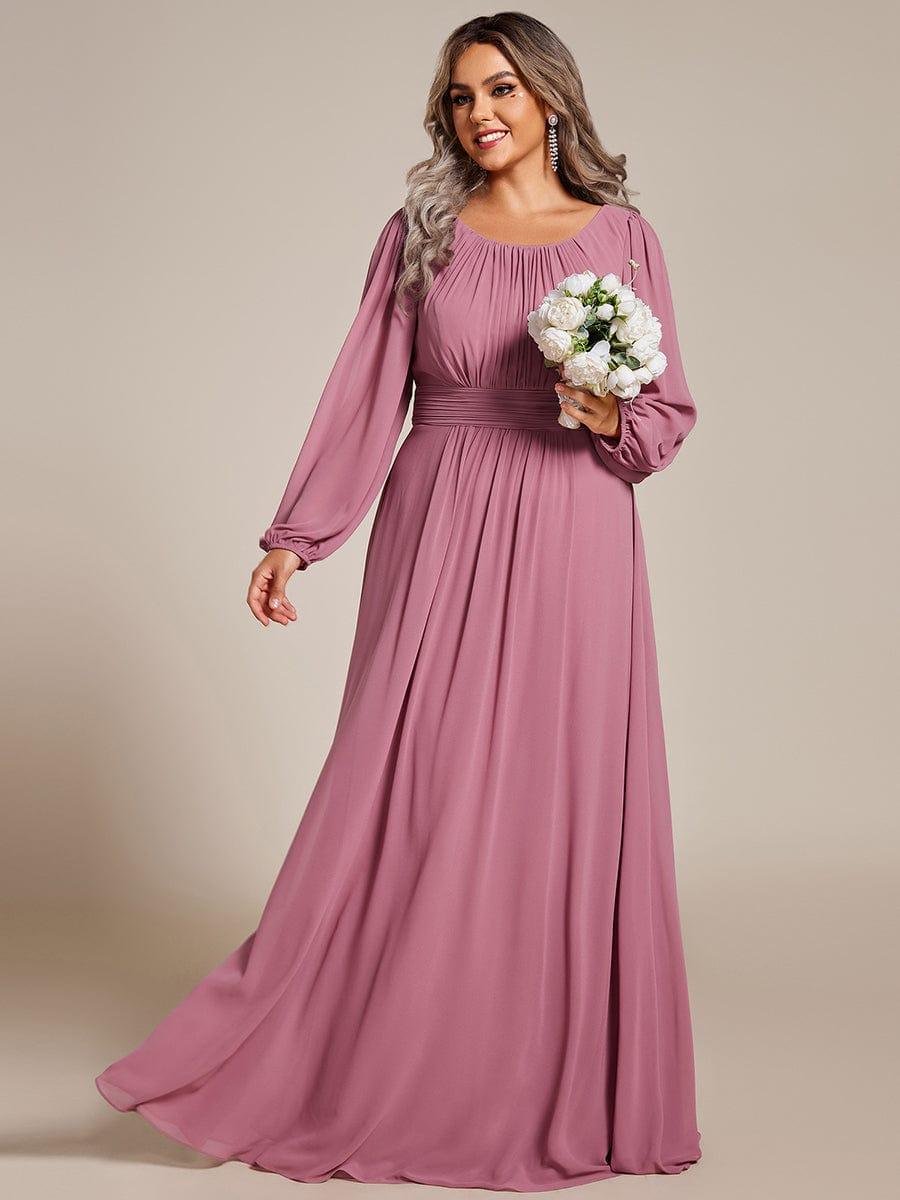 pretty CELESTE|Plus Size See-Through Puff Sleeve Chiffon Mother Dress