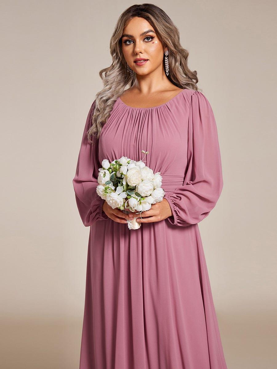 pretty CELESTE|Plus Size See-Through Puff Sleeve Chiffon Mother Dress