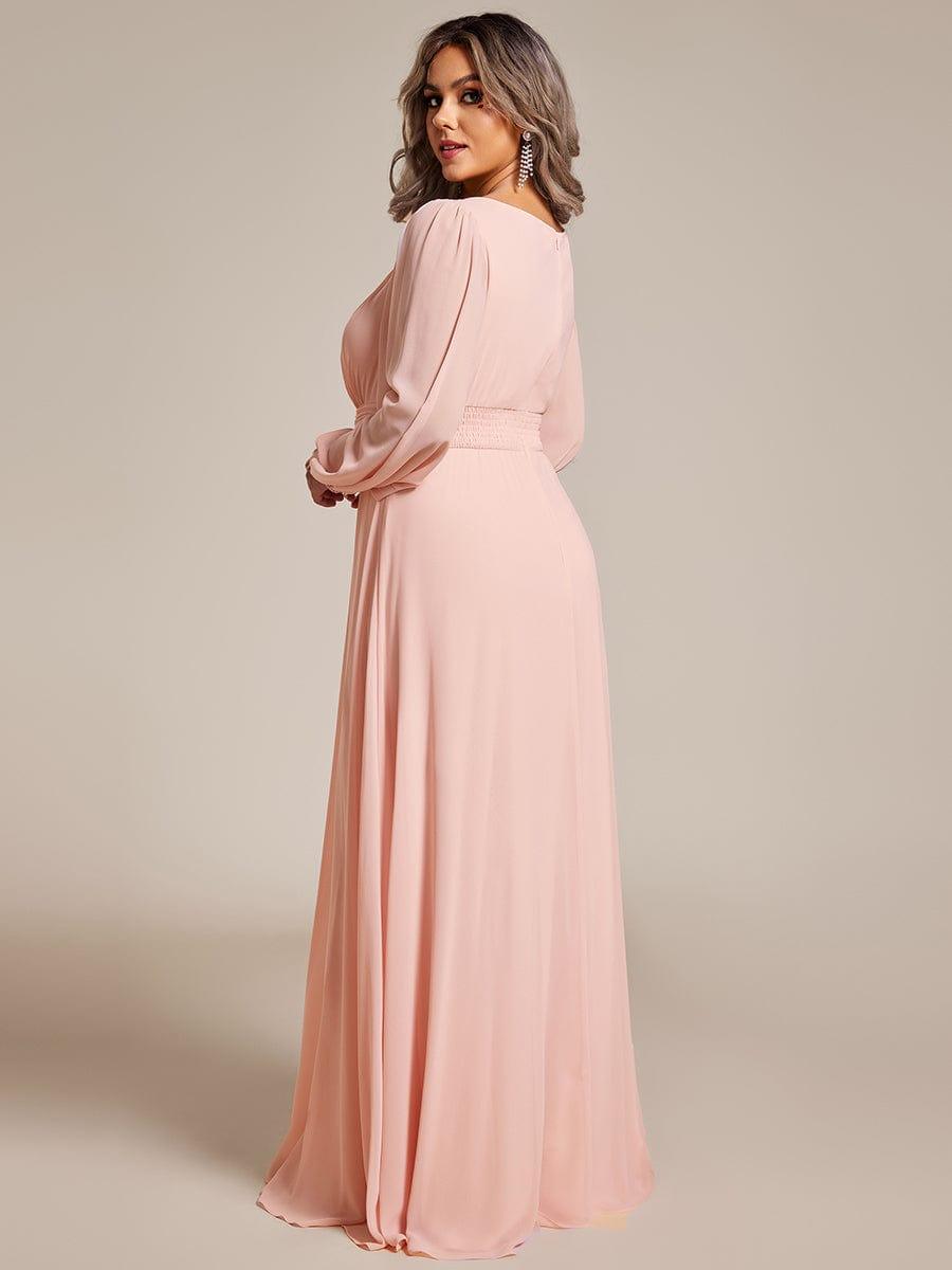 pretty CELESTE|Plus Size See-Through Puff Sleeve Chiffon Mother Dress