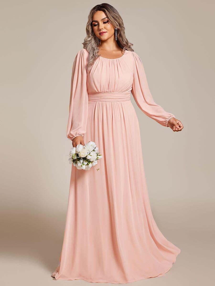 pretty CELESTE|Plus Size See-Through Puff Sleeve Chiffon Mother Dress