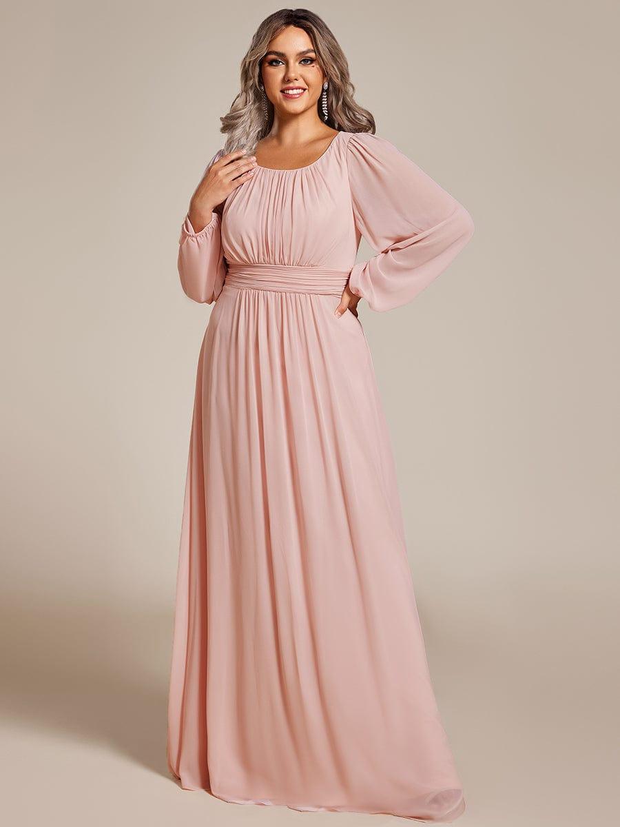 pretty CELESTE|Plus Size See-Through Puff Sleeve Chiffon Mother Dress