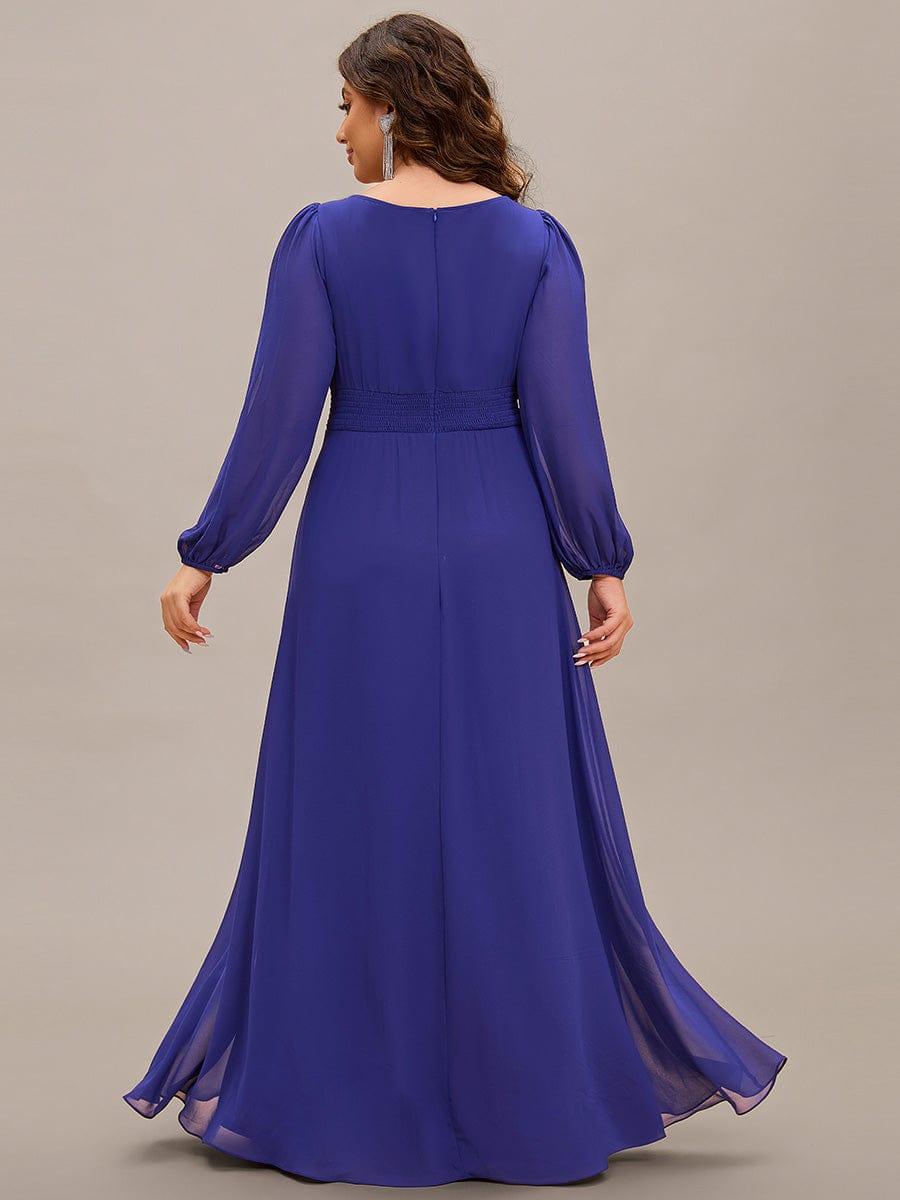 pretty CELESTE|Plus Size See-Through Puff Sleeve Chiffon Mother Dress