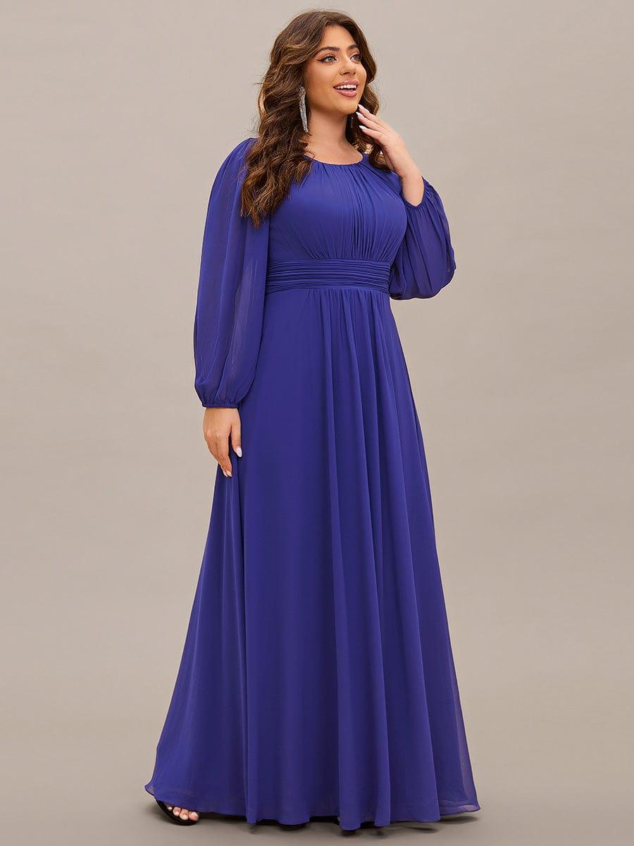 pretty CELESTE|Plus Size See-Through Puff Sleeve Chiffon Mother Dress