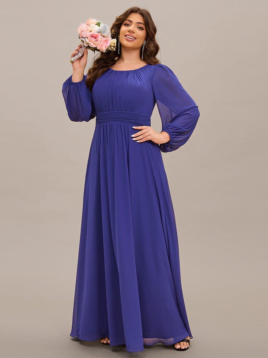 pretty CELESTE|Plus Size See-Through Puff Sleeve Chiffon Mother Dress