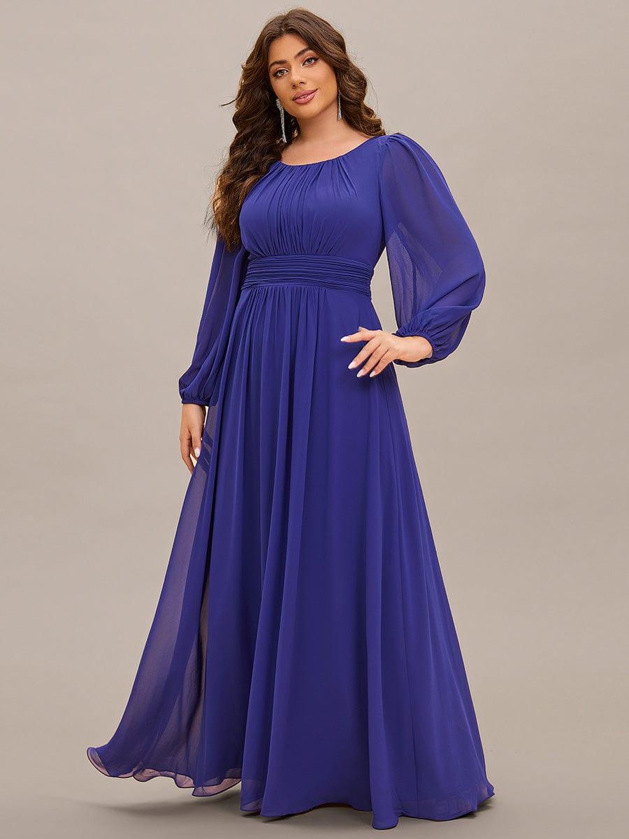 pretty CELESTE|Plus Size See-Through Puff Sleeve Chiffon Mother Dress