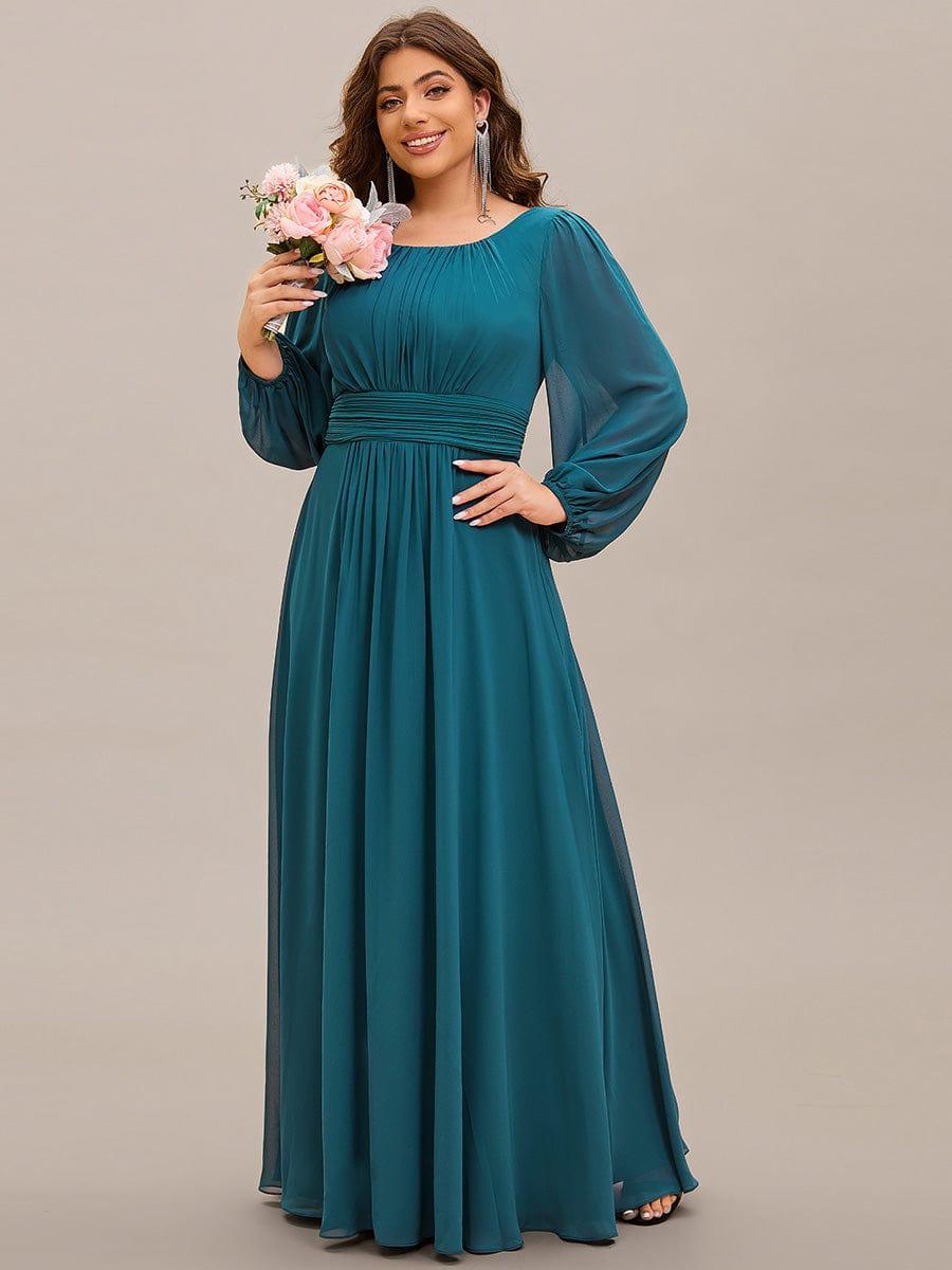 pretty CELESTE|Plus Size See-Through Puff Sleeve Chiffon Mother Dress