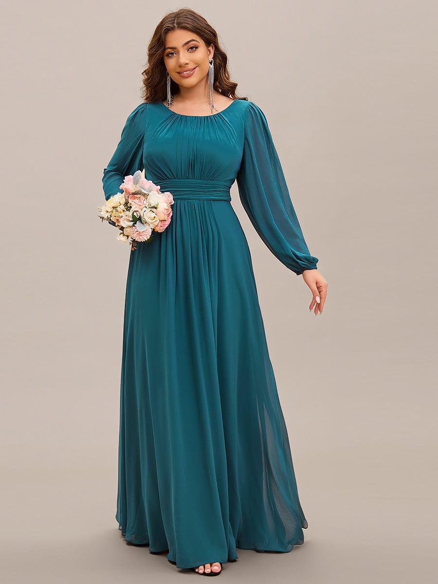 pretty CELESTE|Plus Size See-Through Puff Sleeve Chiffon Mother Dress
