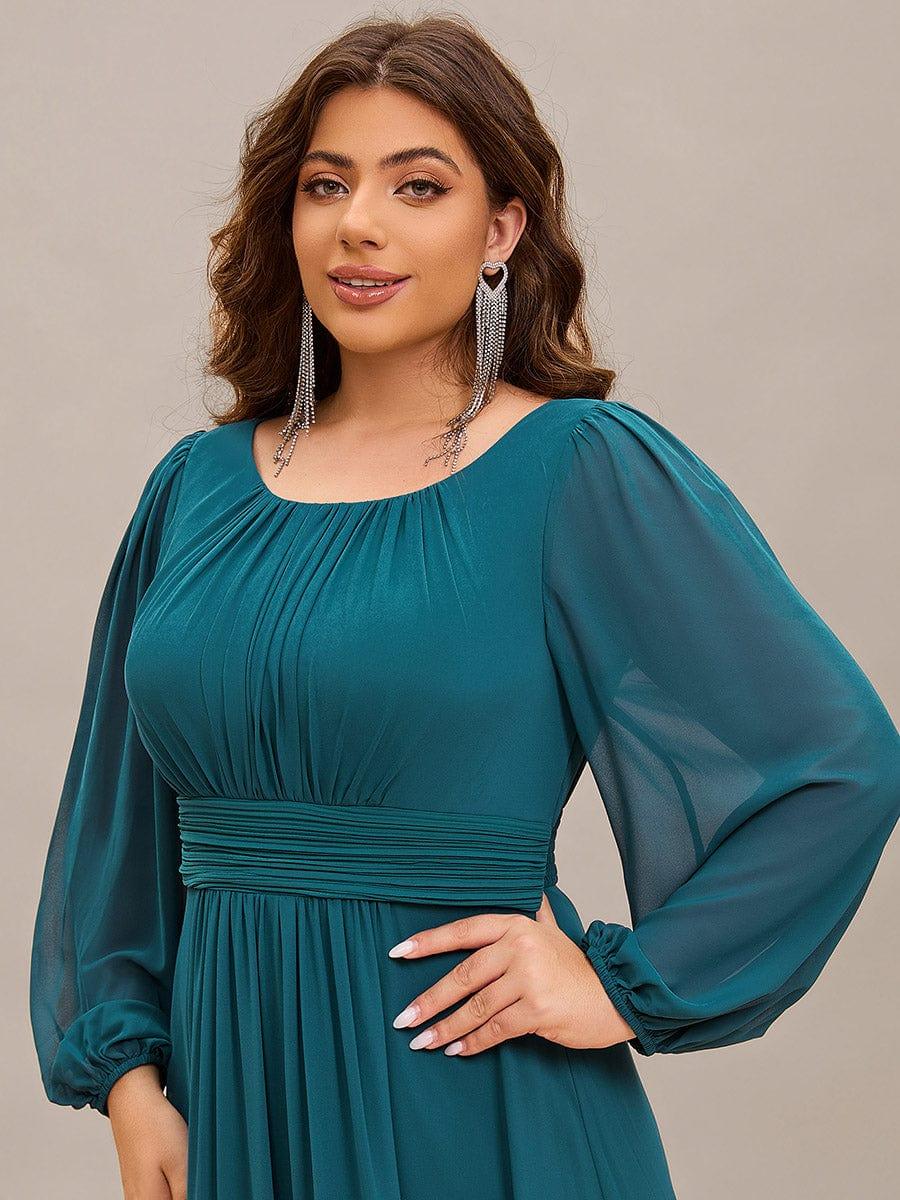 pretty CELESTE|Plus Size See-Through Puff Sleeve Chiffon Mother Dress