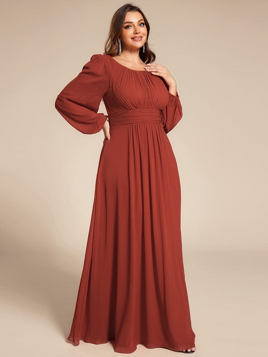 pretty CELESTE|Plus Size See-Through Puff Sleeve Chiffon Mother Dress