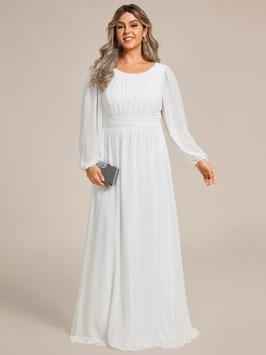pretty CELESTE|Plus Size See-Through Puff Sleeve Chiffon Mother Dress