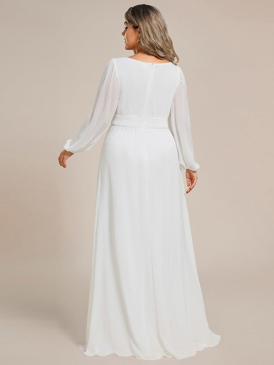 pretty CELESTE|Plus Size See-Through Puff Sleeve Chiffon Mother Dress