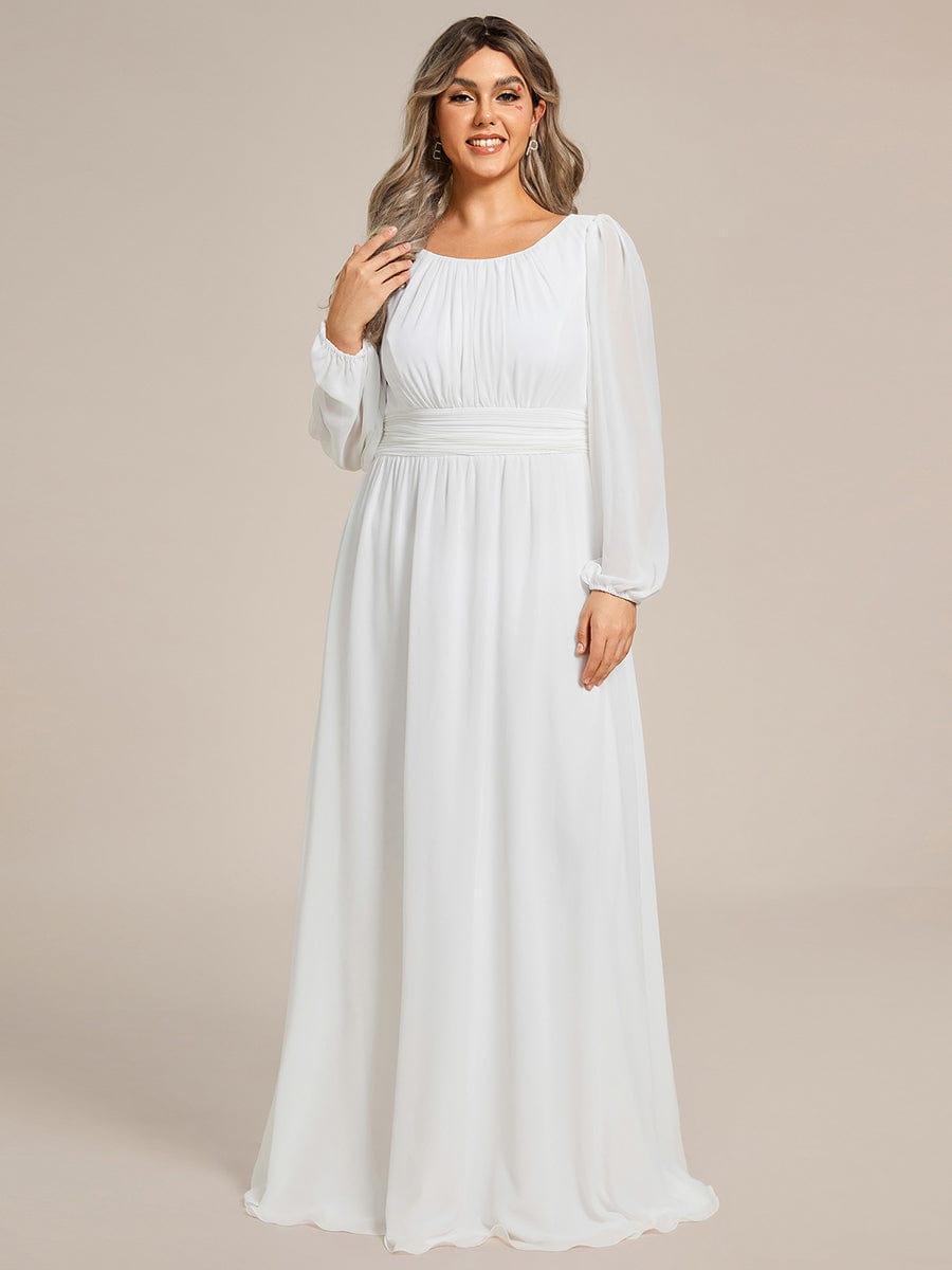 pretty CELESTE|Plus Size See-Through Puff Sleeve Chiffon Mother Dress