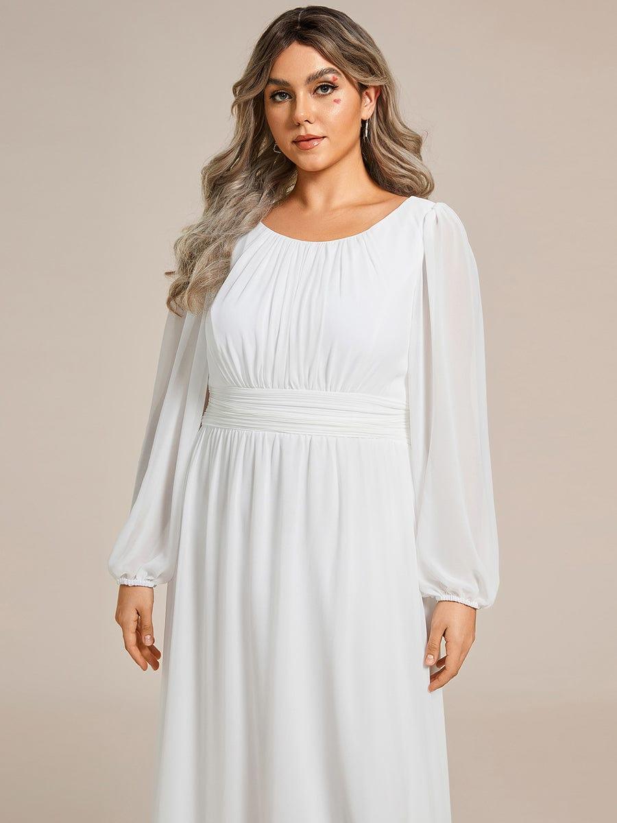 pretty CELESTE|Plus Size See-Through Puff Sleeve Chiffon Mother Dress