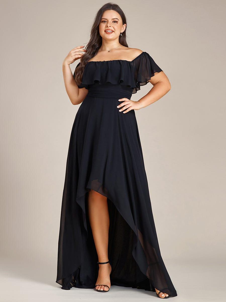 Plus Size Flowy Chiffon High-Low Off The Shoulder Bridesmaid Dress