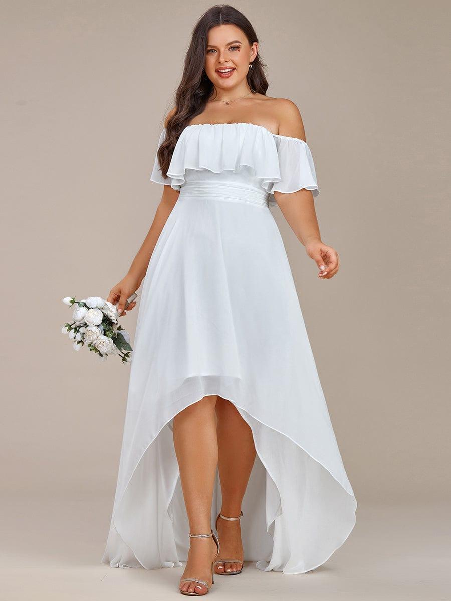 Plus Size Flowy Chiffon High-Low Off The Shoulder Bridesmaid Dress