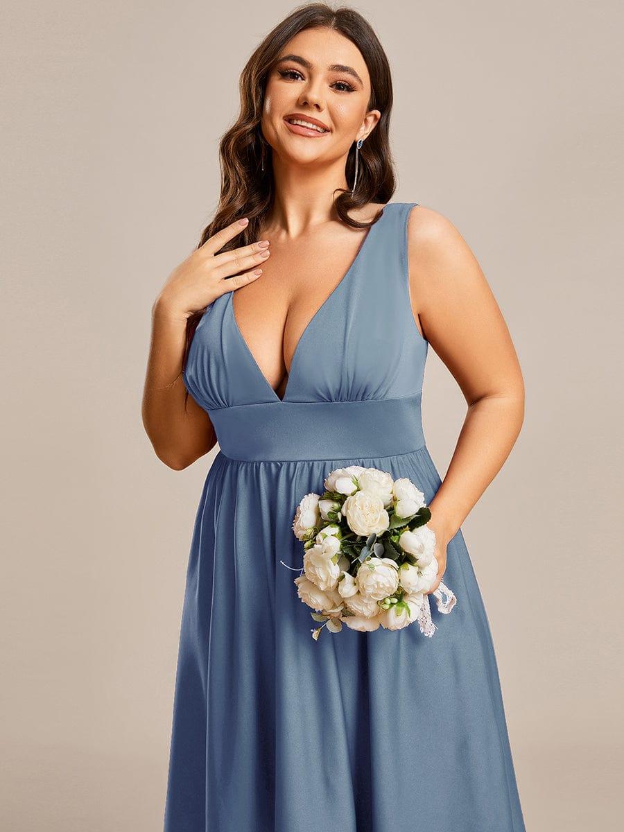 Plus Size Elegant High-Low Sleeveless Empire Waist Bridesmaid Dress