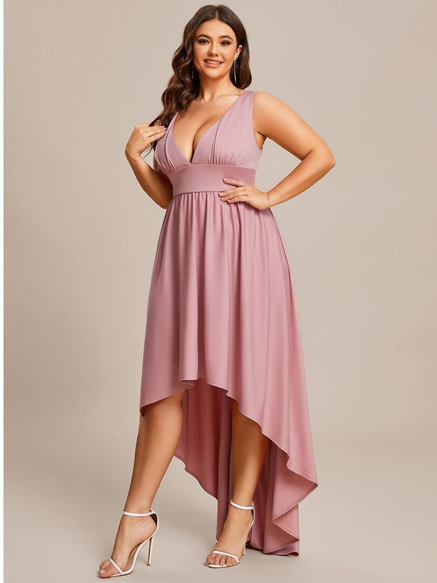 Plus Size Elegant High-Low Sleeveless Empire Waist Bridesmaid Dress