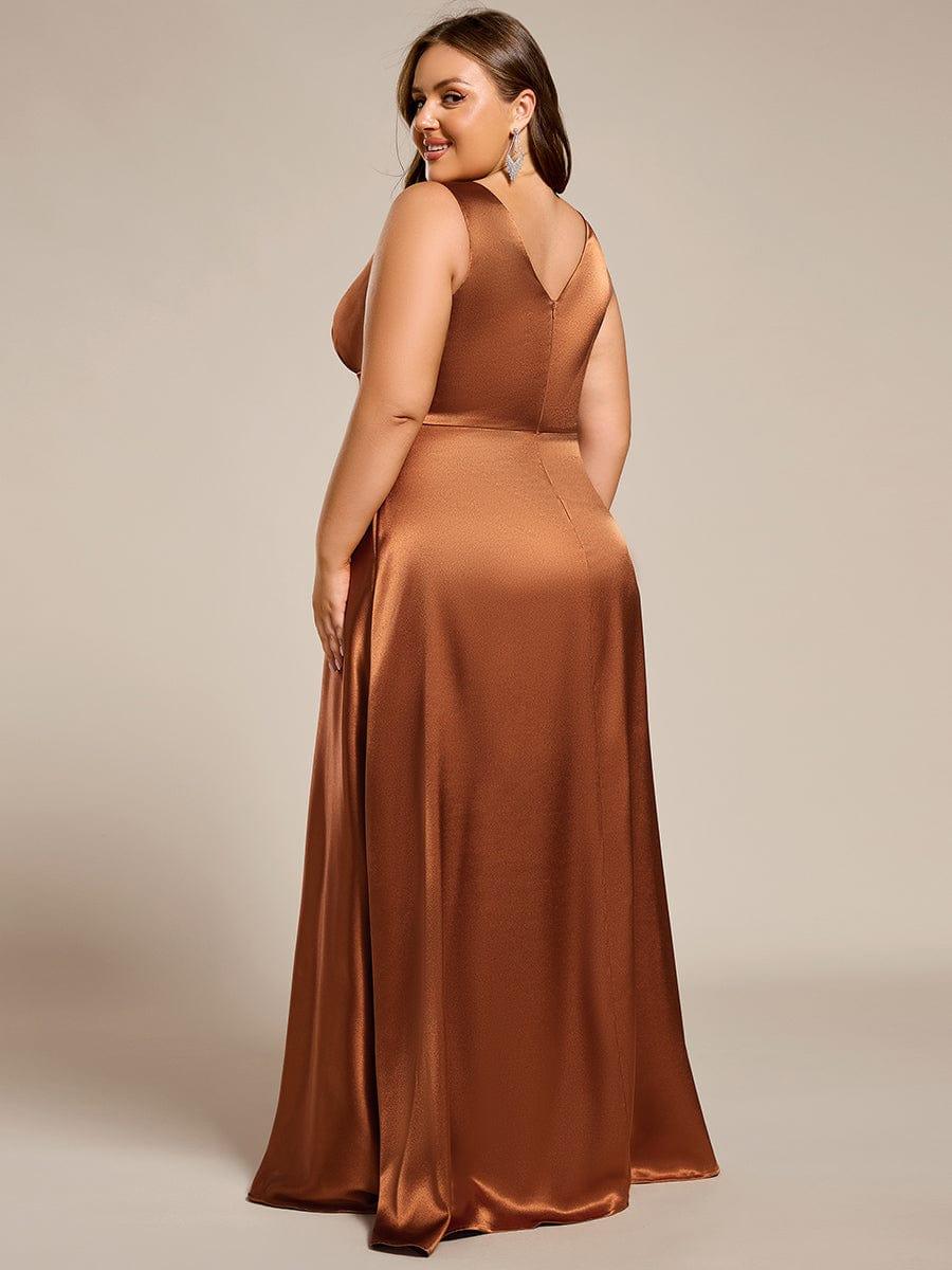 pretty INDY|Plus Size Satin Maxi Formal Dress with Pockets