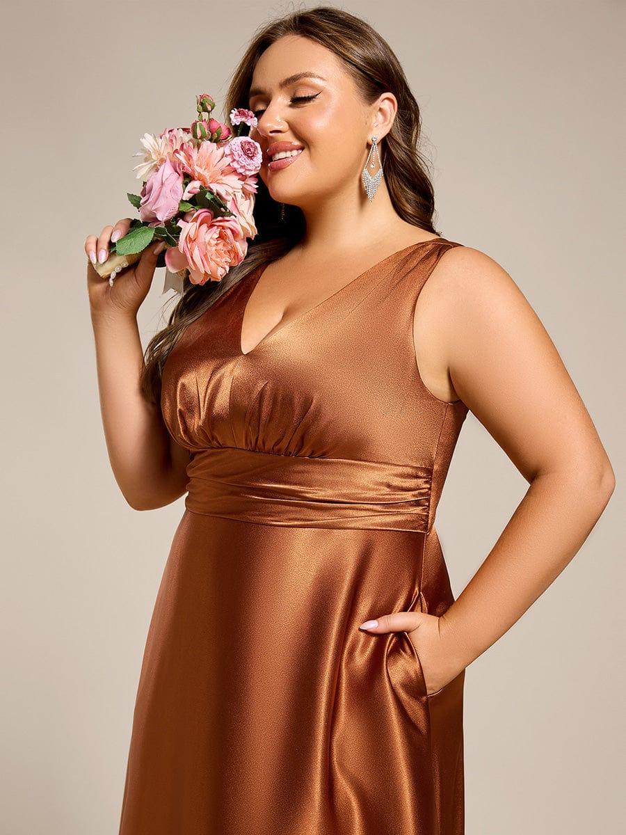 pretty INDY|Plus Size Satin Maxi Formal Dress with Pockets