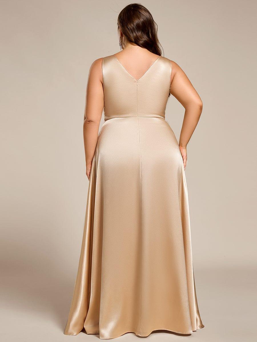 pretty INDY|Plus Size Satin Maxi Formal Dress with Pockets