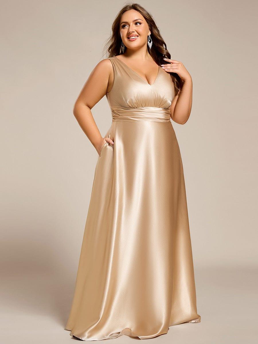 pretty INDY|Plus Size Satin Maxi Formal Dress with Pockets