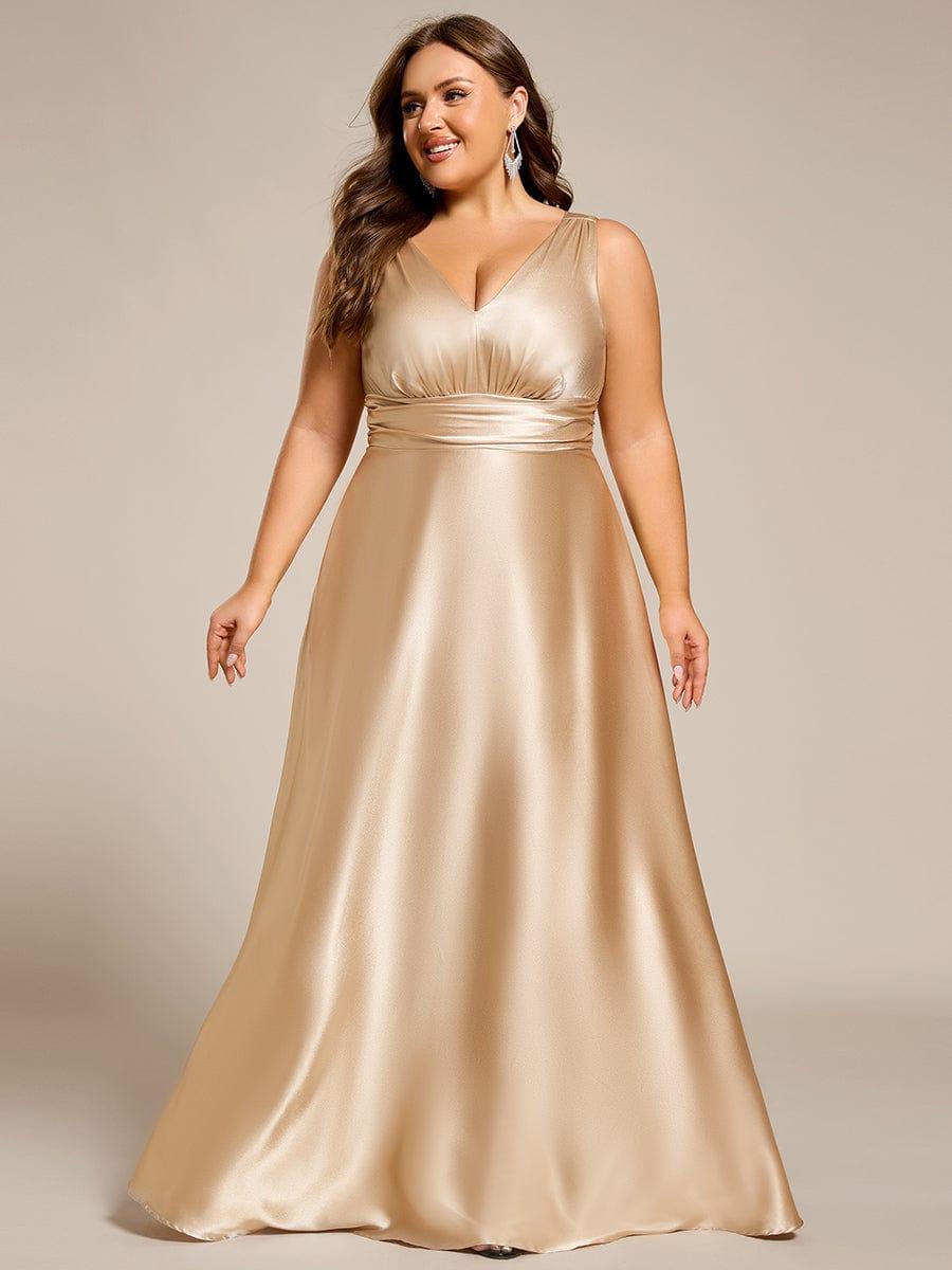 pretty INDY|Plus Size Satin Maxi Formal Dress with Pockets