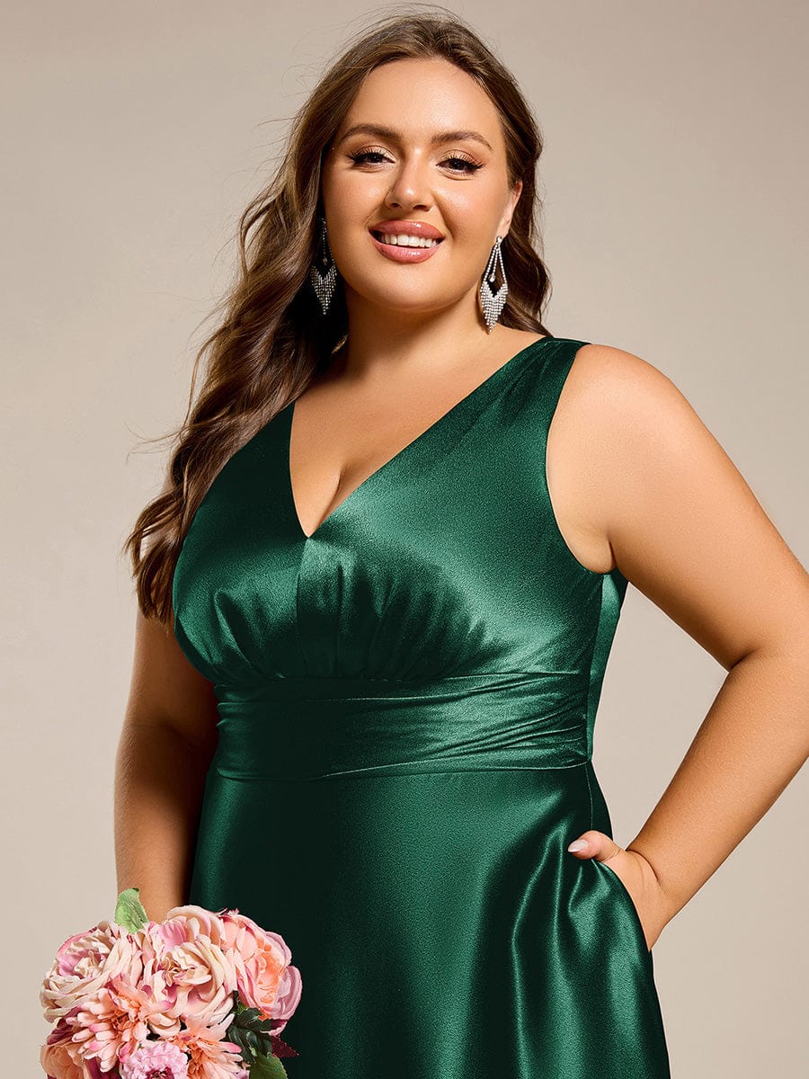 pretty INDY|Plus Size Satin Maxi Formal Dress with Pockets