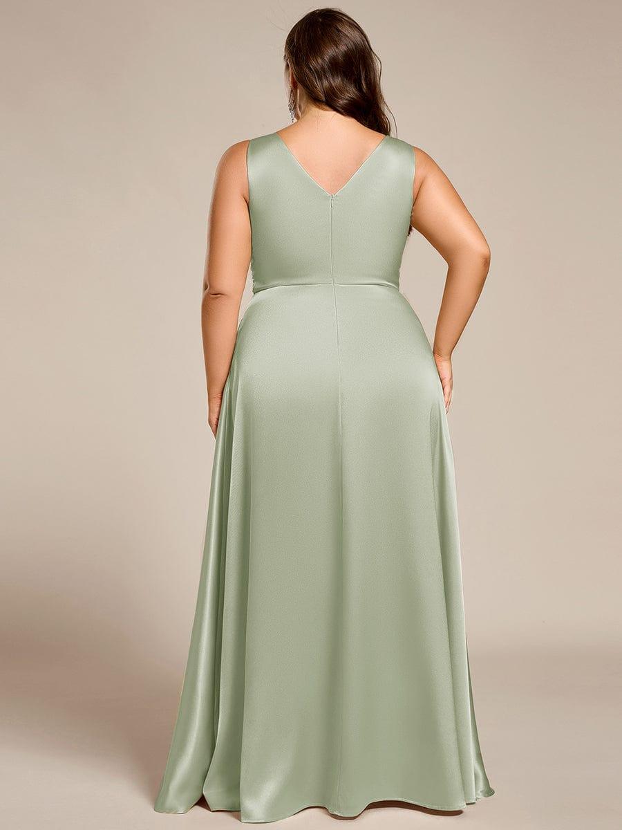 pretty INDY|Plus Size Satin Maxi Formal Dress with Pockets