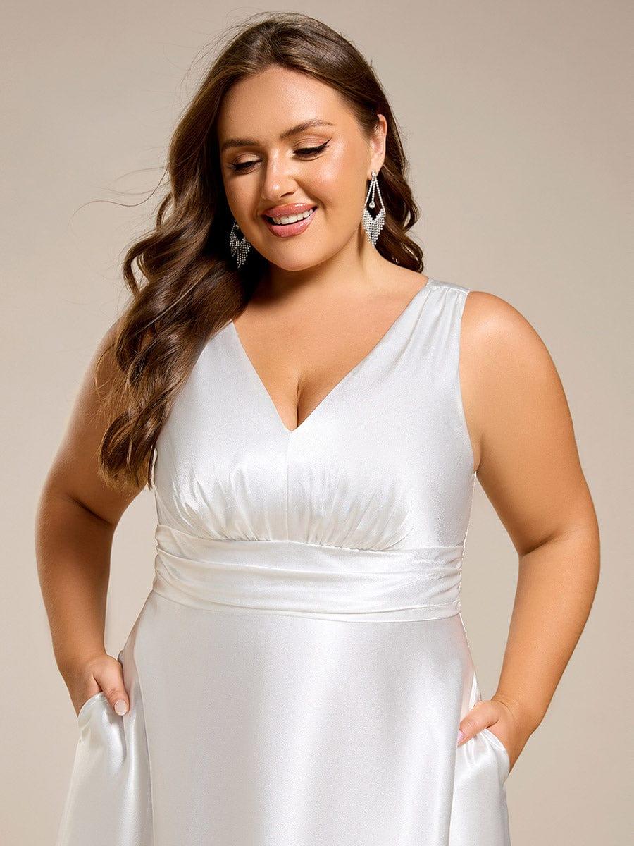 pretty INDY|Plus Size Satin Maxi Formal Dress with Pockets