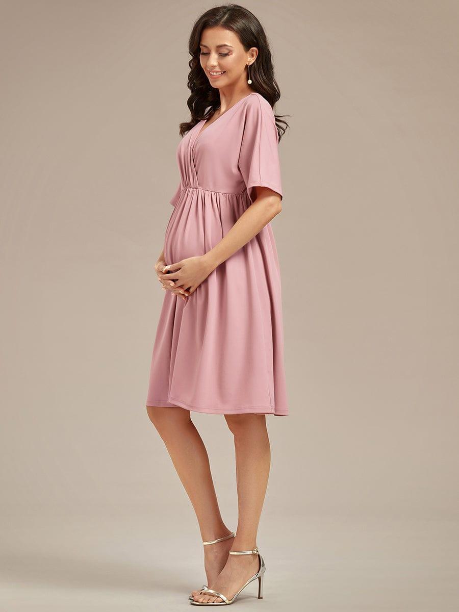 Loose V-Neck Half Sleeve Knee Length Maternity Dress