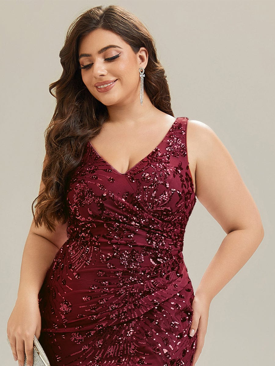pretty JUNIPER| Plus Size Knotted Sequin Formal Evening Dress