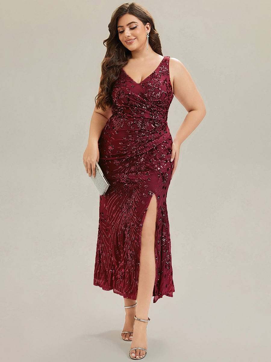 pretty JUNIPER| Plus Size Knotted Sequin Formal Evening Dress