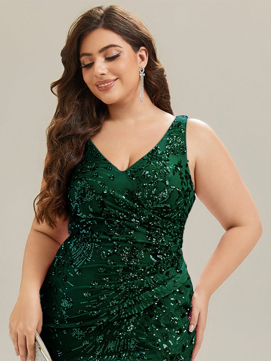 pretty JUNIPER| Plus Size Knotted Sequin Formal Evening Dress