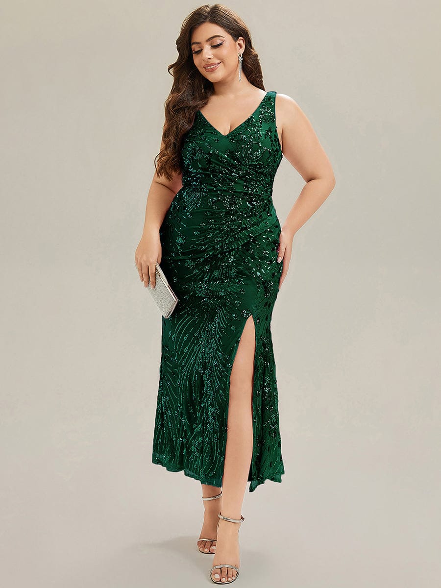 pretty JUNIPER| Plus Size Knotted Sequin Formal Evening Dress