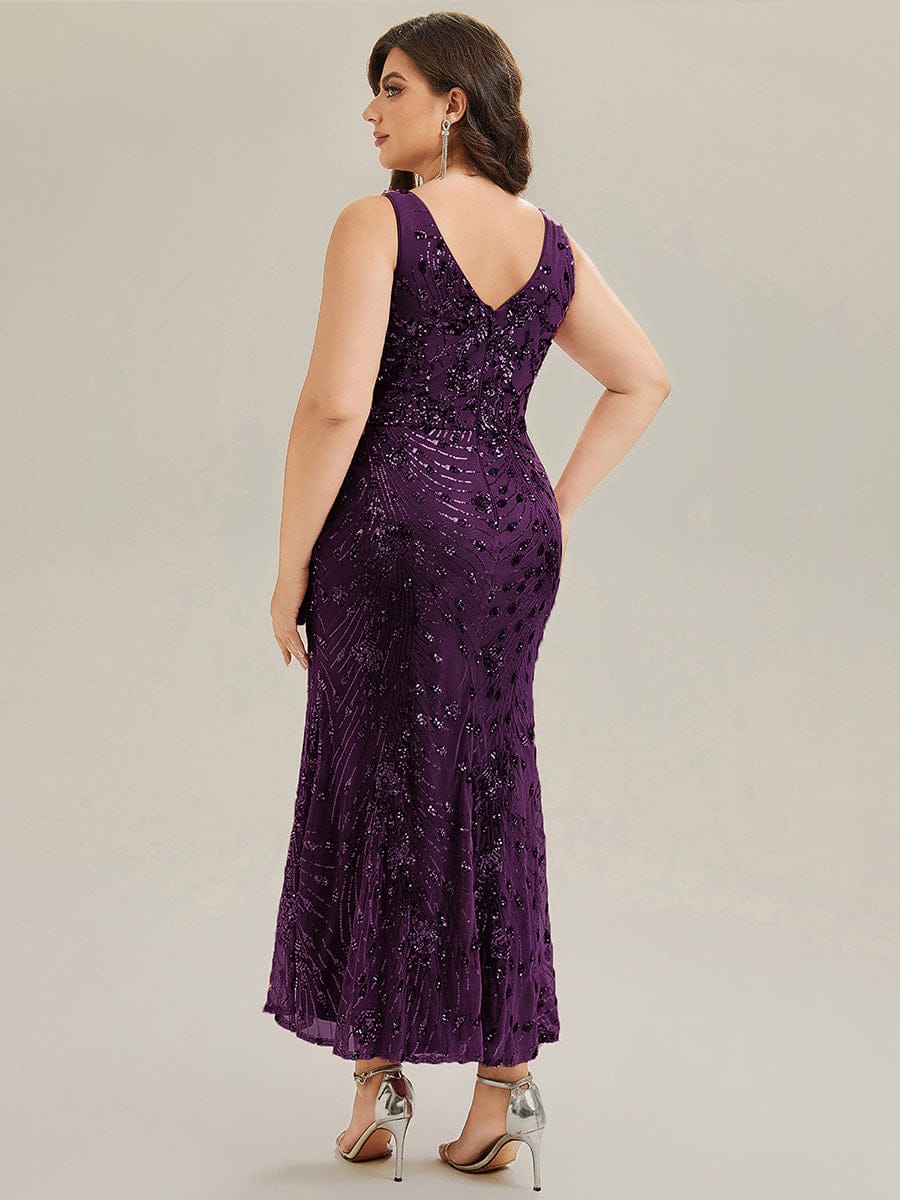 pretty JUNIPER| Plus Size Knotted Sequin Formal Evening Dress