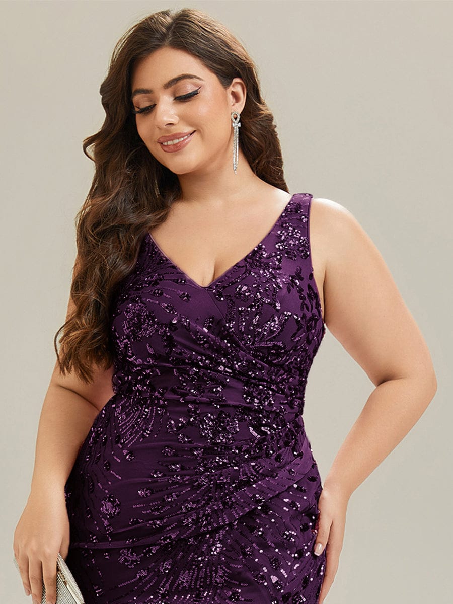 pretty JUNIPER| Plus Size Knotted Sequin Formal Evening Dress