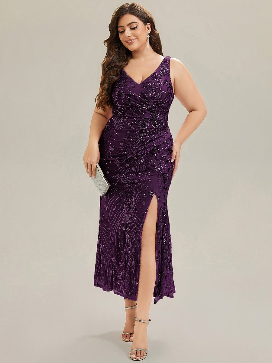 pretty JUNIPER| Plus Size Knotted Sequin Formal Evening Dress