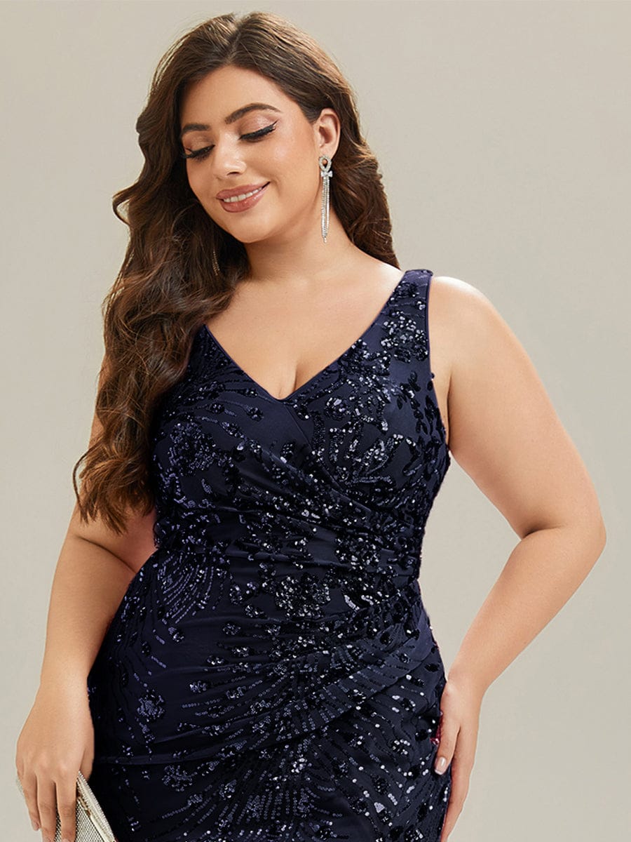 pretty JUNIPER| Plus Size Knotted Sequin Formal Evening Dress