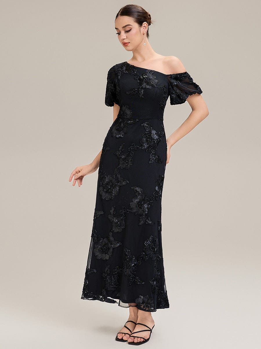 Mesh Embroidered Mermaid Evening Dress